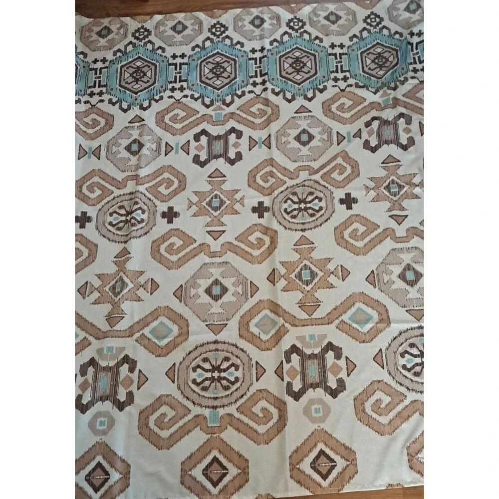 Southwest Fabric Shower Curtain Beige Turquoise Blue Better Homes & Gardens Boho